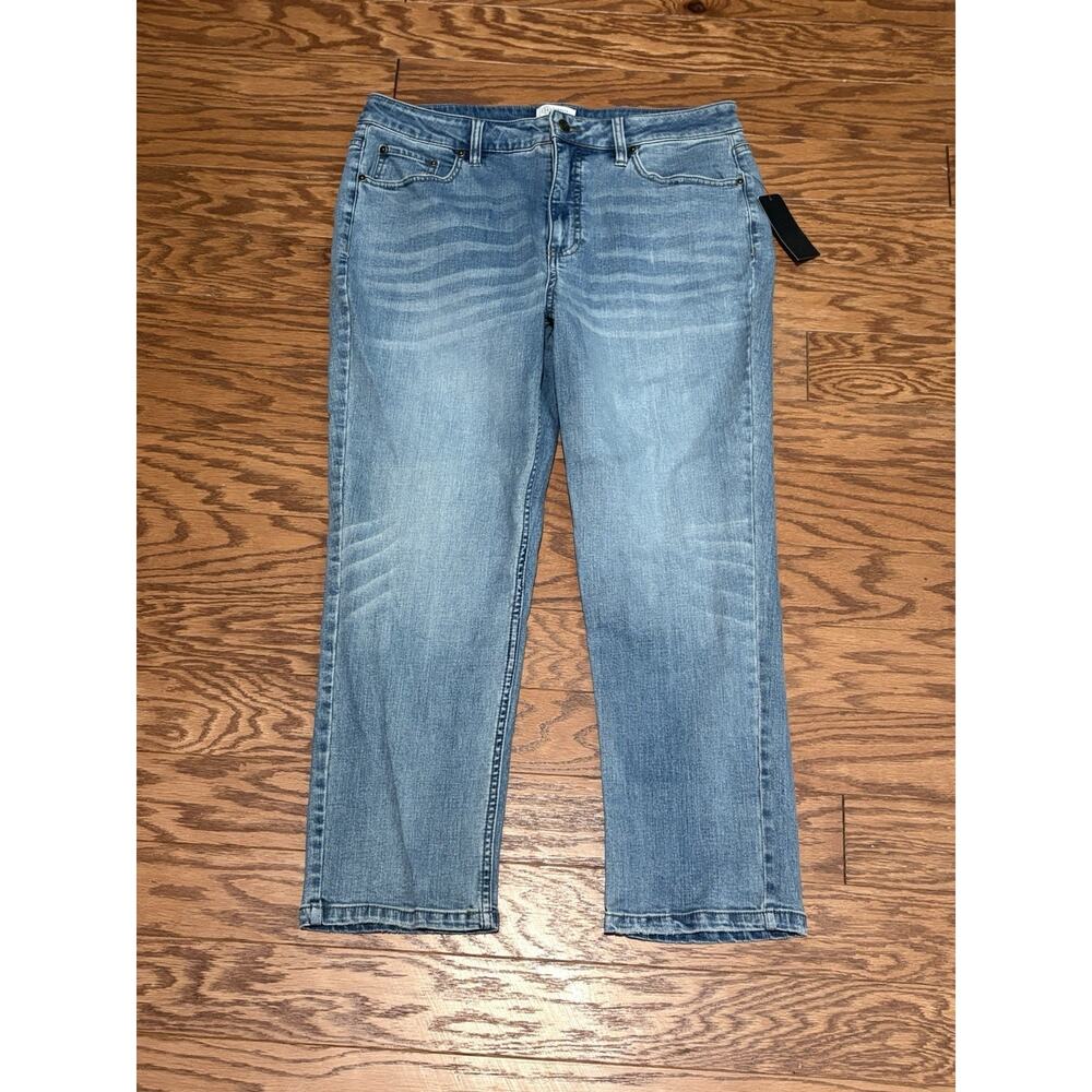 Candace Cameron Bure Women's Mid-Rise Straight Denim Blue Jeans, Size 14